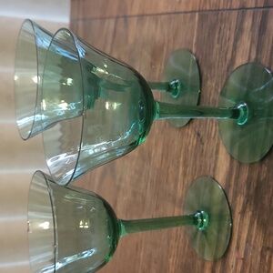 Elegant Green Glass Goblets